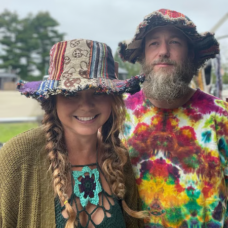 🍄Patchwork Multicolored Mushroom Hemp Hat with Hidden Pocket Fedorahats🎩